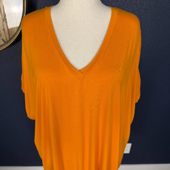 Ulla Popken Orange V-Neck Swing A-line Hem Jersey Knit Tee Tunic | Size 28/30 - Picture 2 of 9